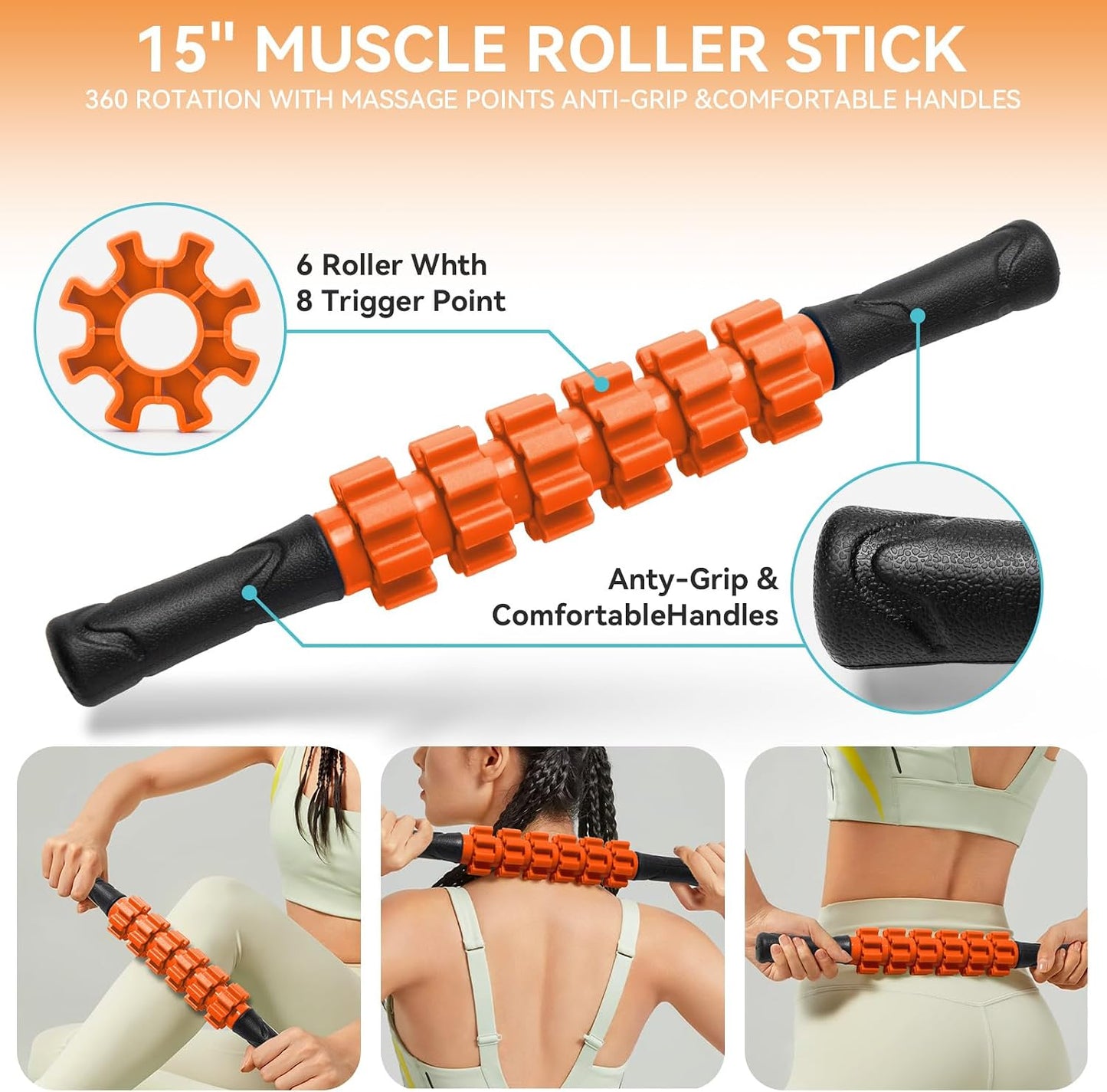Krightlink 5-in-1 Foam Roller Set High Density Deep Tissue Muscle Massage | Muscle Recovery Kit Exercise Roller, Massage Ball, Resistance Band & Carry Bag for Physical Therapy & Pain Relief Black
