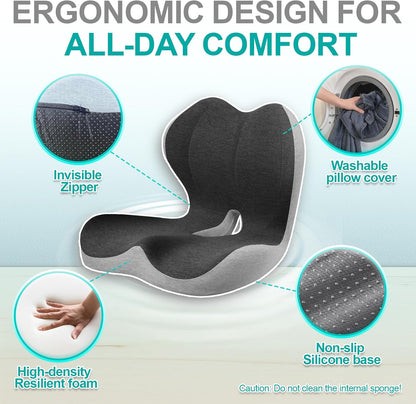 Seat Cushion for Office Chair, Orthopedic and Ergonomic Memory Foam Cushion