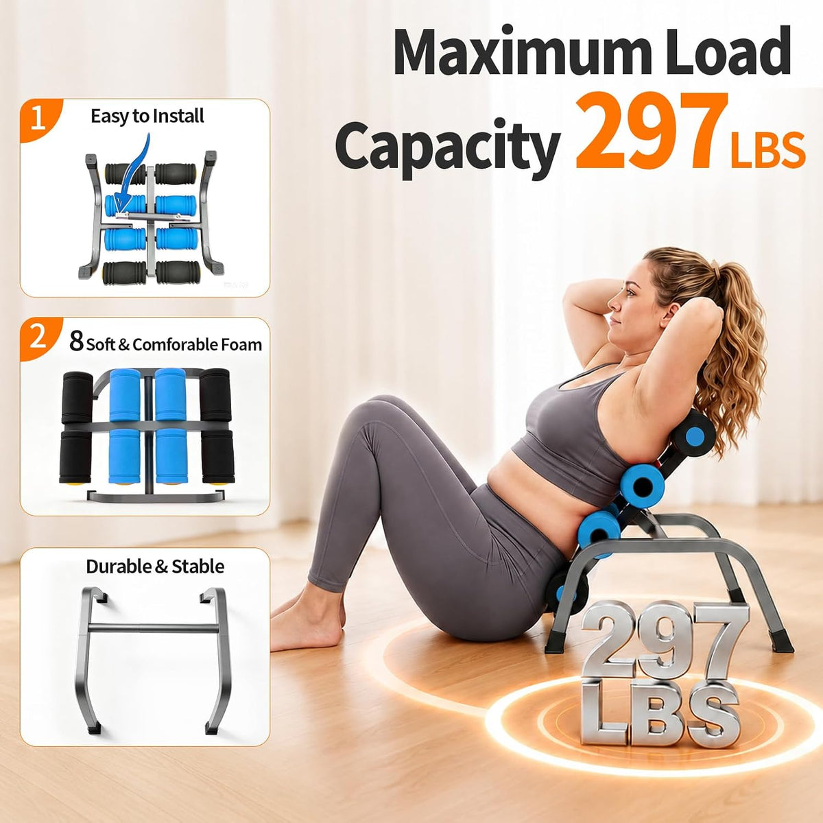 Mini Inversion Table with Rollers, Back Extension Machine