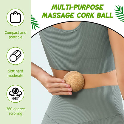 TrelaCo Cork Massage Balls Set of 2 for Fascia Release After Exercise Yoga Point Therapy Relax Muscles Relieve Stress Tools