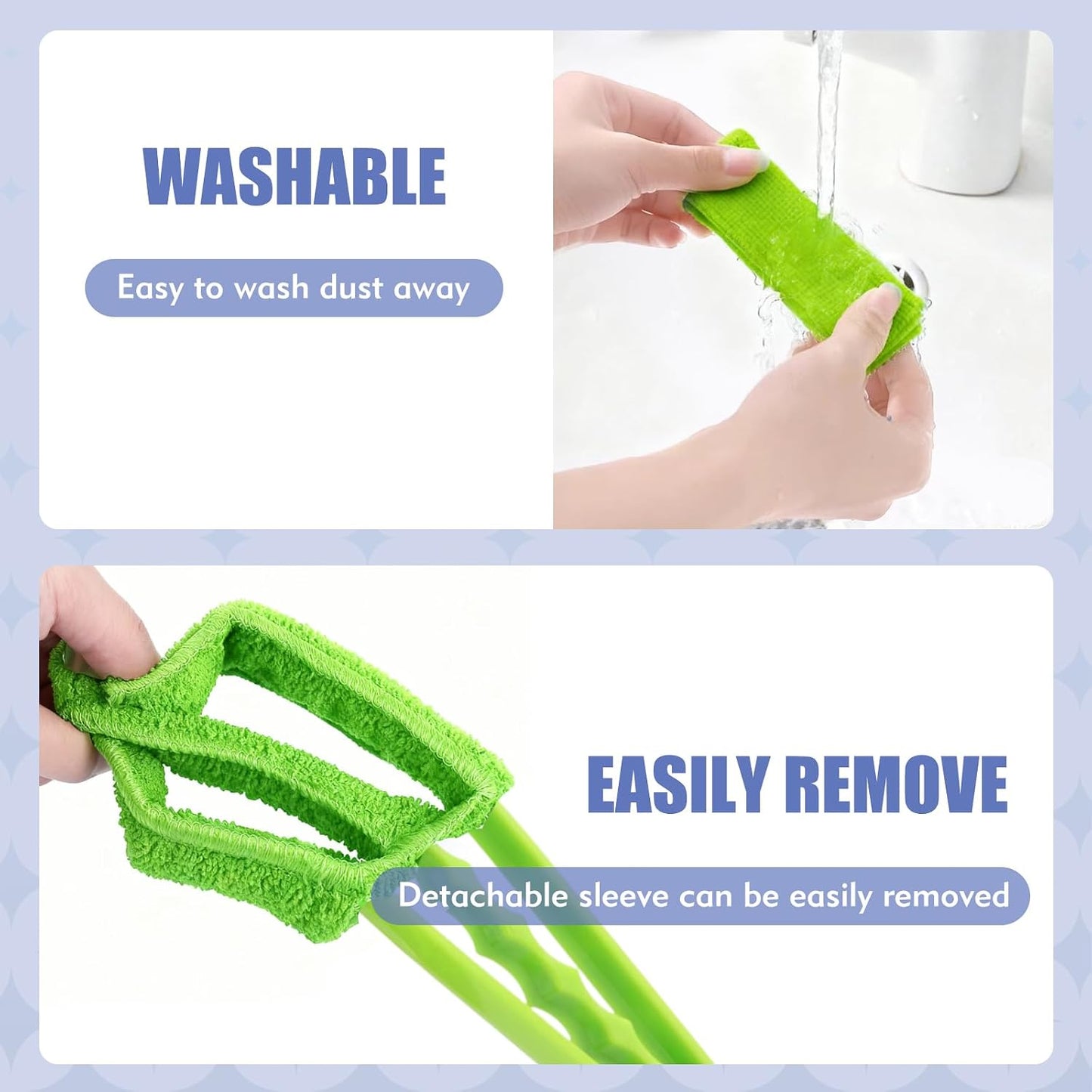 2 Pcs Blind Cleaner Duster Tool | Window Blind Duster Brush with 6 Microfiber Sleeves, Blinds Cleaner Tool for Window Blinds, Car Air Condition, Exhaust Vent