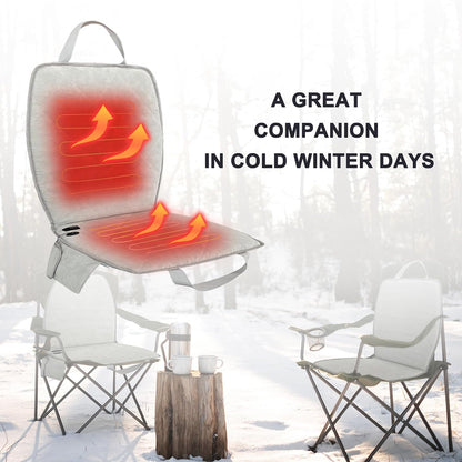 Portable Heated Seat Cushion (No Power Bank) - Premium Heated Camping Chair Pad, Foldable Heated Stadium Seat for Bleachers, USB Powered for Sports & Concerts - Grey