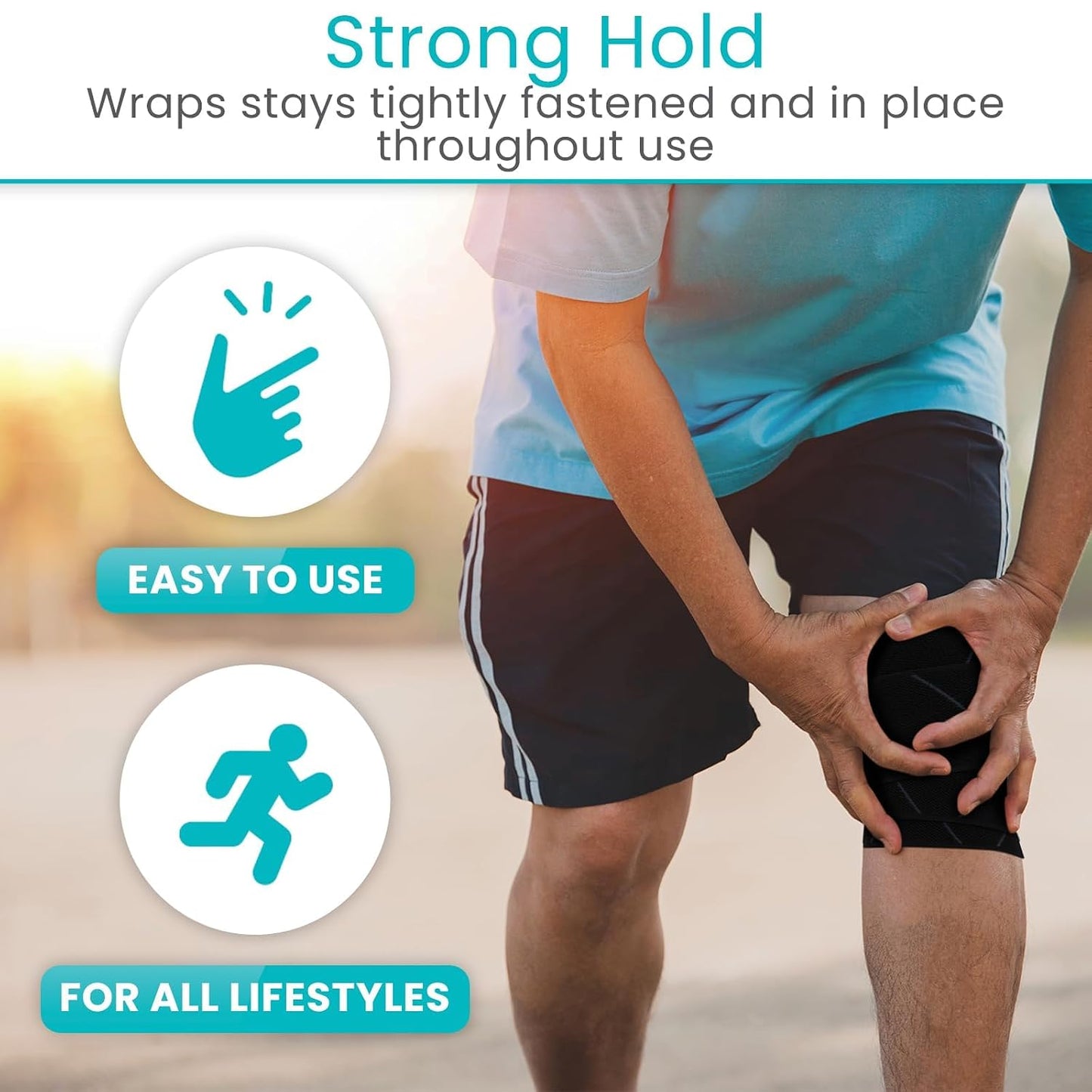 Vive Elastic Knee Wrap - Ankle, Foot, Calf & Wrist Support for Pain Relief | Compression Bandage for Legs, Edema, Weightlifting, Sports, Plantar Fasciitis (One Size)