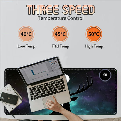 Heated Desk Pad Heated Large Mouse Pad, Electric Quickly Warm Desk Mat with 3 Levels Heating 3 Hours Auto Shut-Off, 31.5" x 13" Warm Gaming Mousepad Hand Foot Warmer, Baby Elephant
