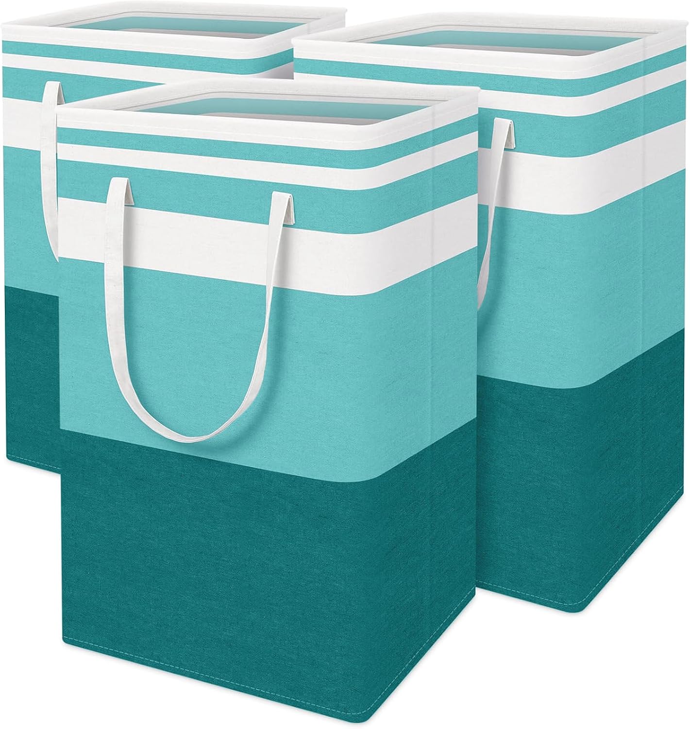 BlissTotes 3-Pack Laundry Basket, Collapsible Laundry Hamper, Grey, 75L | Laundry Clothes Hamper, Hampers for Bedroom, Freestanding Hamper with Handles, Clothes Laundry Basket