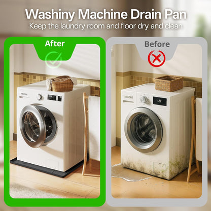 Washing Machine Drain Pan Silicone mat – 30x33 Inch Non-Slip Waterproof Washer Drip Tray, Anti-Vibration Soft Mat for Under Dryer or Washer, Floor Leak Protector for Laundry Room