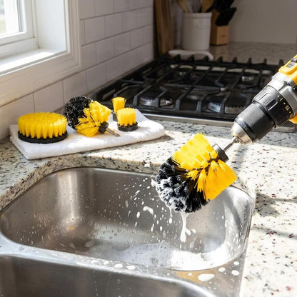 18 Pcs Drill Brush Attachments Set,Power Cleaning Scrub Brushes with Extend Long Attachment,Grout Cleaner for Tile Floors,Car Detailing, Carpet, Tile Grout, Sinks (18)