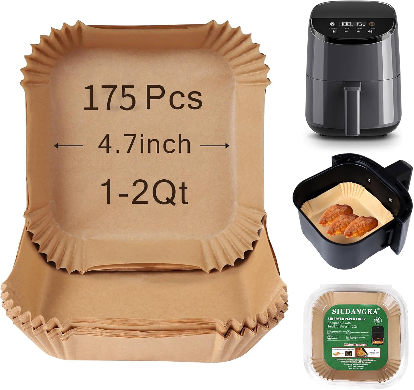 130 Pcs Disposable Mini Air Fryer Liners for COSORI 2.1 Qt Air Fryer | Small Air Fryer Liners, Pre-Cut and Ready to Use Upon Receipt, Food-Grade Safe, Heat to 430°F, Non-Stick