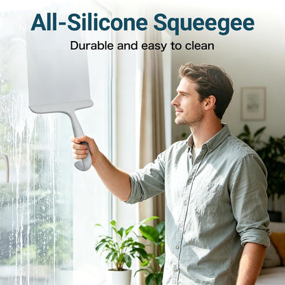 SetSail Shower Squeegee for Glass Doors,One-piece All Silicone Squeegee | Streak-Free Bathroom Squeegee for Shower Glass Window Mirror Tile Wall, Built-in Hook, Ergonomic Grip, Black（9.5-inch）