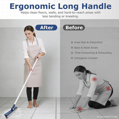 IVYROLL Grout Brush with Long Handle, Grout Cleaner Brush for Tile Floors | Stiff Bristles for Crevice, Tile Line, Shower, Kitchen, Bathroom