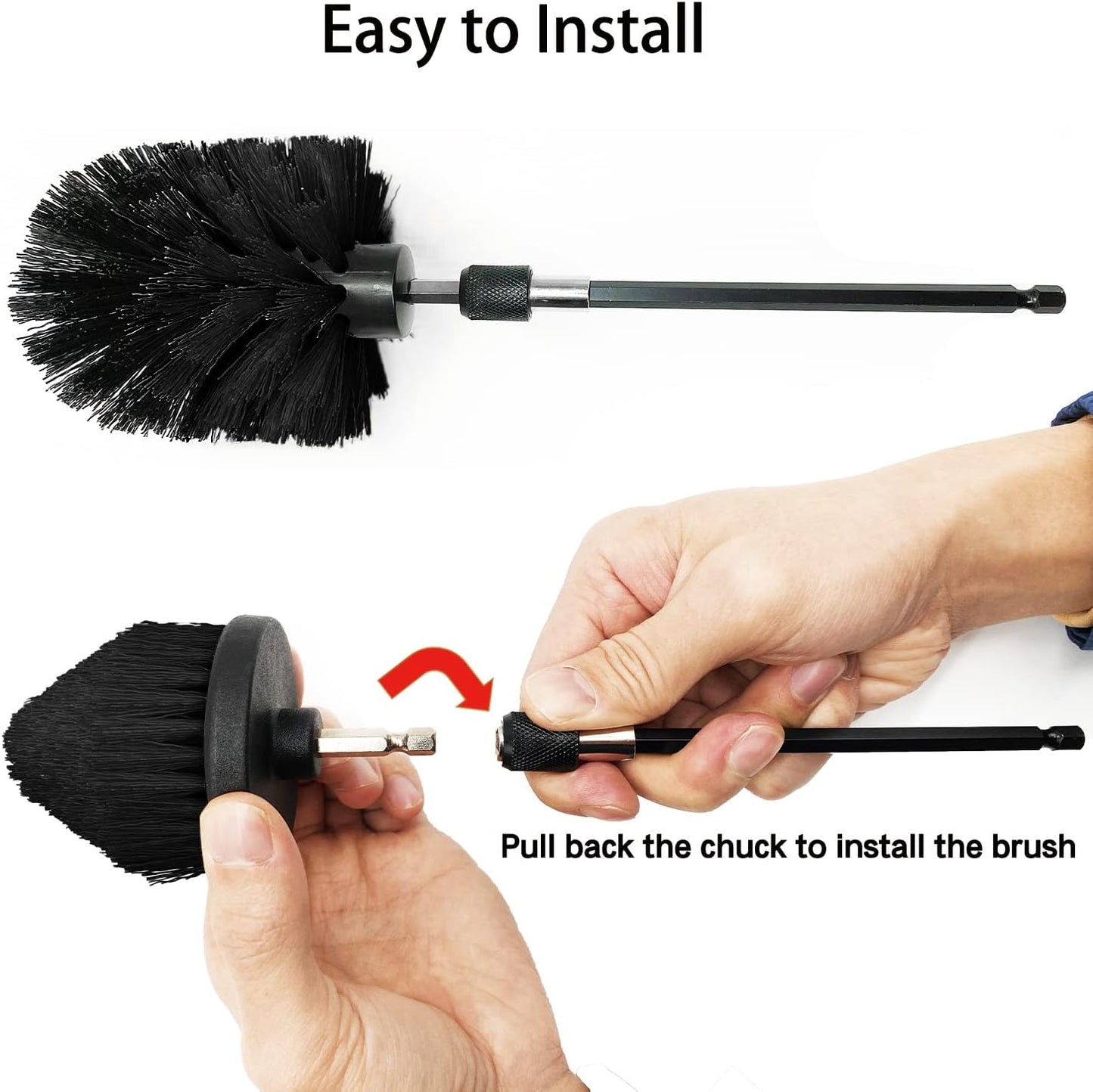 8 Pack Drill Brush Attachment Set, 1/4in Power Scrubber Brush + Extend Long Rod, Multi-Purpose Power Cleaning Scrub Brush for Bathroom, Tub, Tile, Corner, Floor(Red)