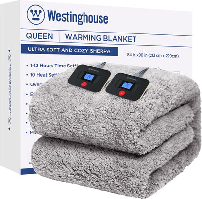 Westinghouse Electric Blanket Heated Throw, 6 Heat Settings, Grey