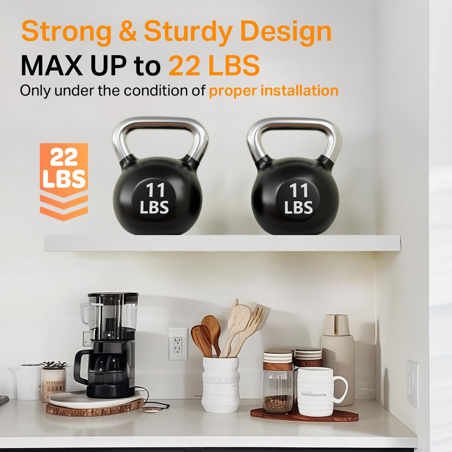 BAYKA Rustic Brown Floating Shelves 22.5in, Set of 2, Wall Mount Wood Shelf | Easy Install, 22lbs Max Load, Hidden Bracket, for Bathroom Bedroom Living Room or Kitchen, Hanging Shelf Book Decor Storage