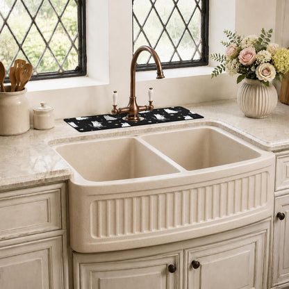 Light Brown White Checkered Kitchen Sink Splash Guard Faucet Mat,Faucet Non-Slip Absorbent Mat,Farmhouse Sink Splash Guard Behind Faucet for Kitchen Bathroom, 15"x5.5"