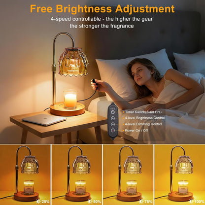 Candle Warmer Lamp with Timer & Dimmer, Birthday Gifts for Women Mom, 4-Level Dimmable Flower Heat Lamp for Jar Candles, Adjustable Height, House Warming Gifts, Home Decor (Purple