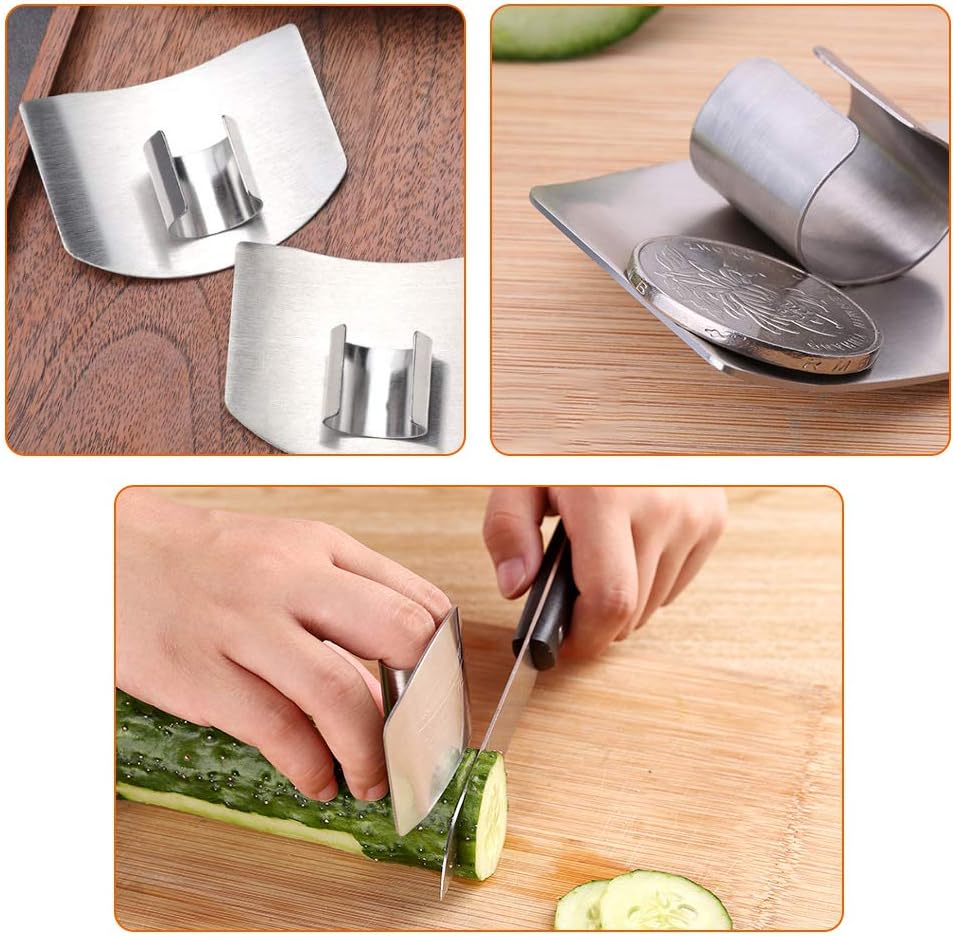 304Stainless Steel Finger Guards, New Finger Hand Protector for Cutting Food, 4 Packs of Finger Protectors when Cutting, Slicing, Dicing, Kitchen Tool Knife Shields Guards Avoid Hurting