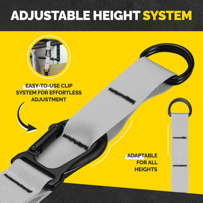 Pull Up Assistance Bands Set with 4 Levels, Adjustable Strap and Foot Rest | 50–200 lb stackable pull-up assistance, nylon-sleeved bands, adjustable support, reduced snap-back risk