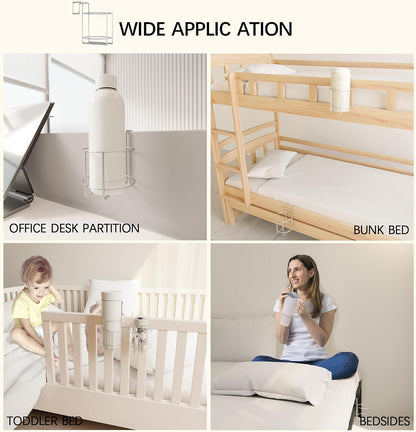 Cup Holder for Bed (Diameter: 3.3IN) Drink Holder Water Bottle/Glass Organizer for Wood Dorm Room Bunk Bed Crib, Metal Toddle Bed,Loft Bedside, Headbed, Car,Office Desk Partition