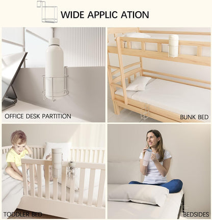 Cup Holder for Bed (Diameter: 3.3IN) Drink Holder Water Bottle/Glass Organizer for Wood Dorm Room Bunk Bed Crib, Metal Toddle Bed,Loft Bedside, Headbed, Car,Office Desk Partition