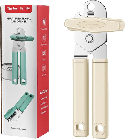 Tin Joy Family™ Manual Can Opener – Sharp Blade with No Sharp Edges, Easy Grip Handle for Arthritis Hands, Smooth Lid Safety Cutter for Elderly & Weak Hands (Grape purple)