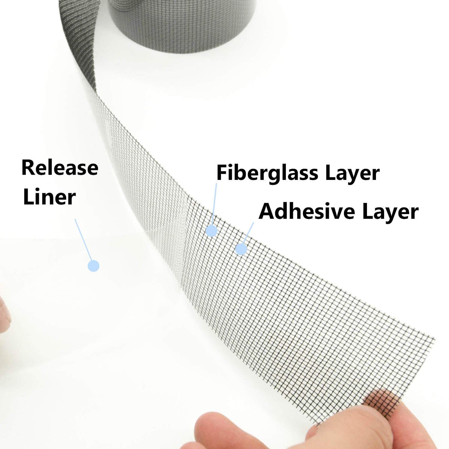 KTOJOY 2"x140" Screen Repair Kit, Door Window Screen Repair Tape Fiberglass Covering Mesh, 3-Layer Strong Adhesive and Waterproof Repair Holes Tears, Black(2" x 11.7FT)