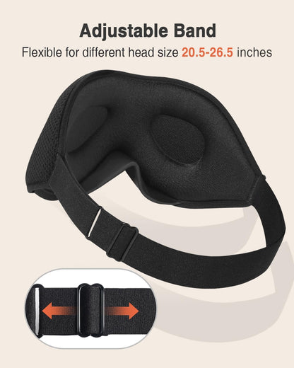 MABAO Sleep Mask for Side Sleeper, Eye Mask for Sleeping Women Men, Black | 3D Contoured Cup No Eye Pressure, 100% Light Blocking Sleeping Mask with Adjustable Strap Night Blindfold Flight, Travel, Nap