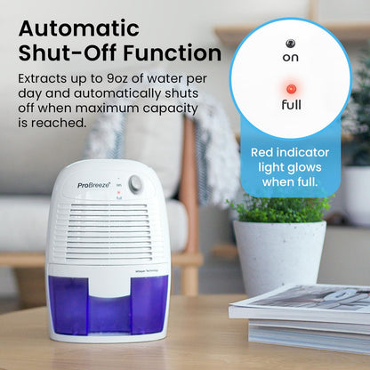 Pro Breeze Electric Mini Dehumidifier for Home (215 sq.ft) 17oz Capacity, Energy Efficient, No Noise, Compact and Portable for High Humidity in Kitchen, Bedroom, Bathroom, Basement, RV, Office, Garage