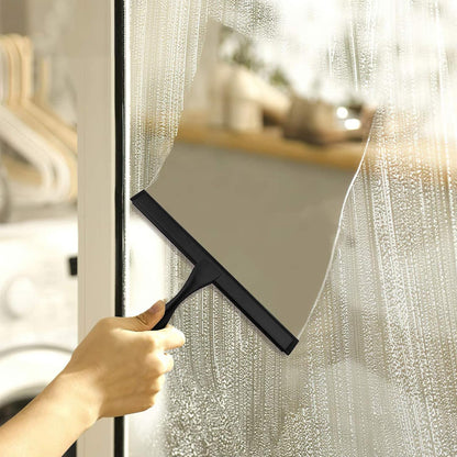 Shower Squeegee for Glass Doors,10-Inch Shower Glass Squeegee, Matte Black Shower Squeegee for Shower Doors,Mirror,Windows, with Shower Door Hook and Adhesive Hook