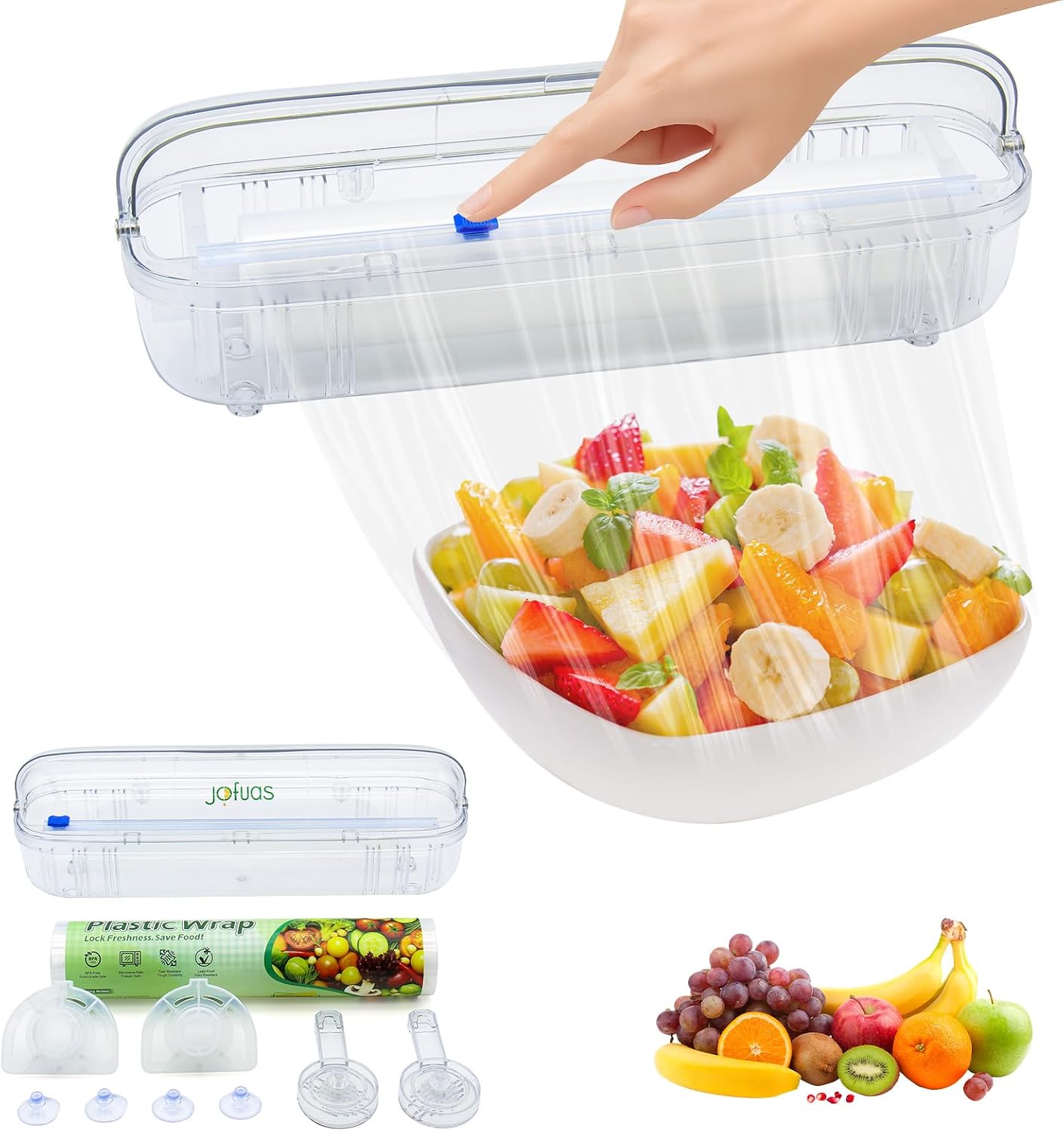 Plastic Wrap Dispenser with Slide Cutter, Fits 12 Inch Cling Wrap | BPA-free reusable dispenser fits 12" rolls. Compatible with cling film, tin foil and baking paper for food storage