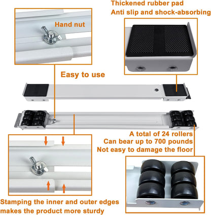 Appliance Rollers Heavy Duty,Max 32in,Second Generation Extendable Appliance Rollers Mobile Washing Machine Base Easily Move Washing Machines, Dryers, Refrigerators, Furniture (White)
