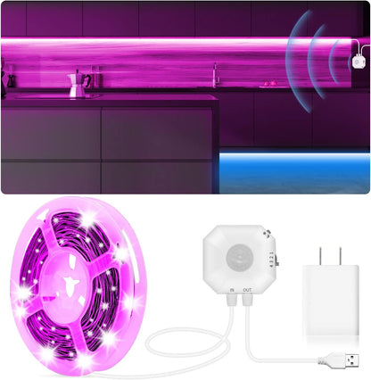 MATICOD Motion Sensor Light Indoor Under Bed Lights Under Cabinet Lights, Motion Activated Led Light Strip for Bedroom,Warm White LED Closet Light Motion Sensored Under Cabinet Lighting NO APP