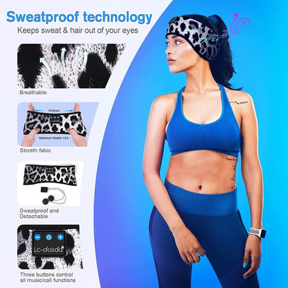 LC-dolida Sleep Headphones Bluetooth 5.4, Headband Headphones Earphones Wireless, Sleep Mask for Gifts,Workout,Jogging,Yoga(Purple)