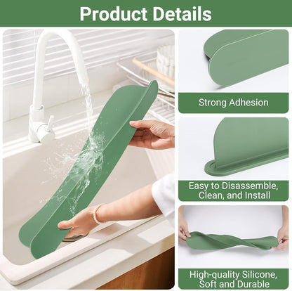 19.3 inch Silicone Sink Splash Guard, Splash Guard for Kitchen Sink Area, Backsplash Protector for Kitchen Countertop & Bathroom Bathtub with Non-Slip Strong Suction, White