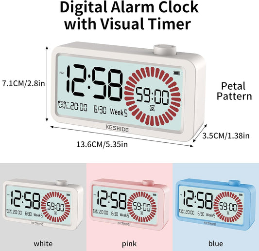 Visual Timer for Kids and Adults with Alarm Clock,LCD Digital 60-Minute Countdown Timer Time Management Tool for Home, School, or Work