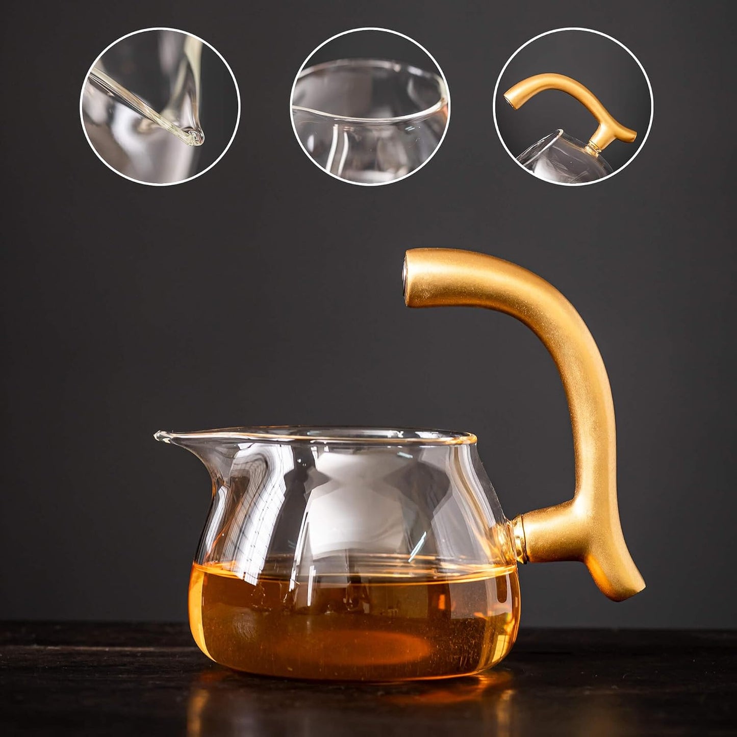 Glass Kungfu Teapot Set Tea maker with Infuser Semi Automatic Tea Set with 6 Small Cups (Red)