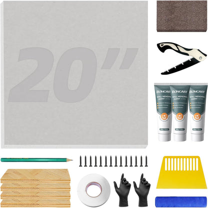 Drywall Repair Kit,Drywall Repair Panel 12” x12“,Drywall Patch Kit Large Hole,Sheetrock Repair Kit,Wall Surface Large Hole Fill Quick and Easy Solution | Sheetrock Repair for Wall Surface. Quick Fill Damaged Areas. Includes Tools for Easy Application
