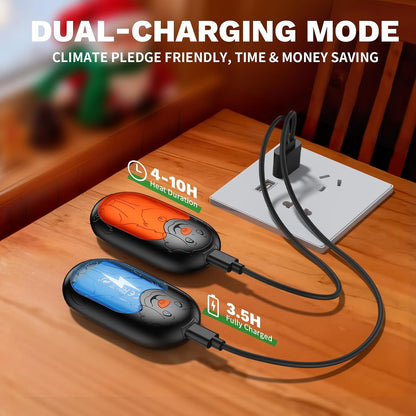 Hand Warmers Rechargeable 2 Pack, Magnetic Electric Handwarmer, 3-Level Steady Temperature, Up to 24 Hours Heating for Christmas Birthday Gifts, Hunting Essentials