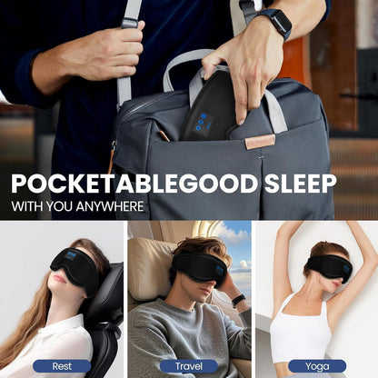 Sleep Headphones, HILDCROA Sleep Mask with Bluetooth Headphones, Sleeping Earphones for Side Sleeper, Bluetooth Eye Mask for Sleeping, Meditation & Travel