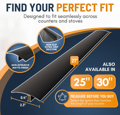 Linda’s Essentials Silicone Stove Gap Covers (2 Pack), Heat Resistant Oven Gap Filler Seals Spaces Between Stovetop and Counter, Easy to Clean Stove Side Guard (30 Inches, Black)