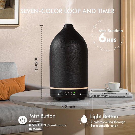 Essential Oil Diffuser Diffuser -Aromatherapy Diffuser for Essential Oils with Timer and 7 Colors LED Light Ultrasonic Diffuser with Auto Shut-Off, Home Office Decor&Gift (Blossom-150ml)