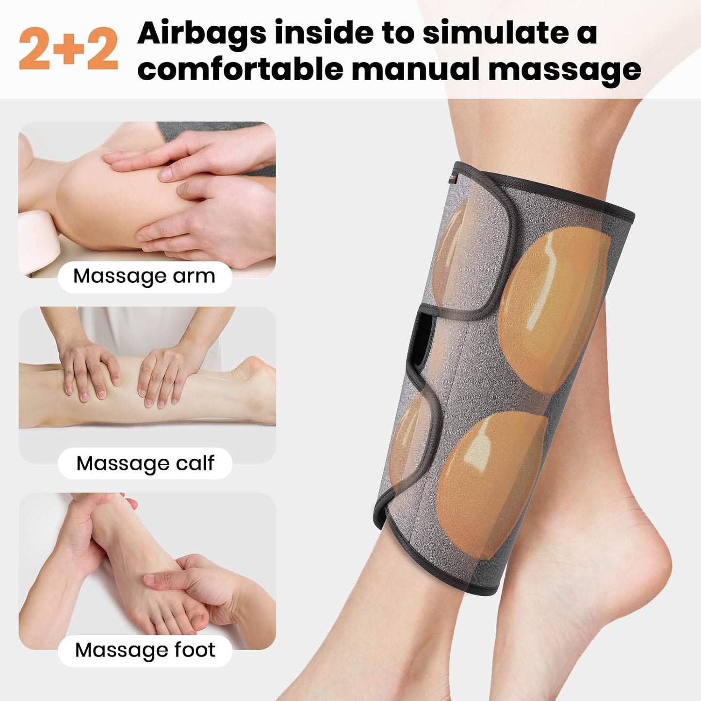 SHINE WELL Leg Compression Massager for Circulation and Pain Relief Fsa, Air Compression Calf Massager with 3 Modes 3 Intensities 2 Timing, for Restless Legs Syndrome Relief, Wellness Gift for Mom Dad