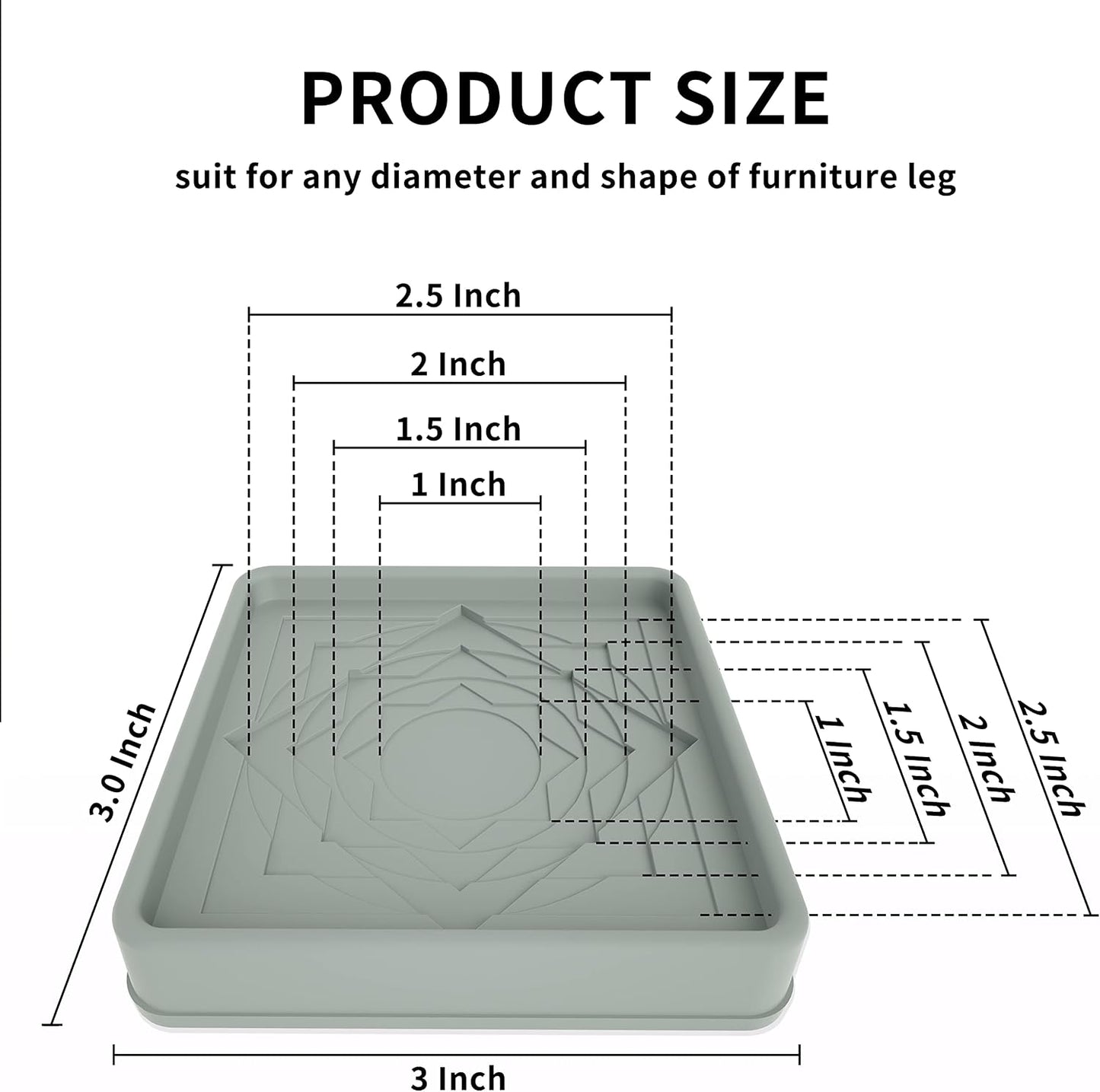Furniture Coasters 4 Pcs 4” Furniture Caster Cups - Non Slip Furniture Pads Hardwoods Floors - Non Skid Grippers Rubber Furniture Feet Anti Slide Floor Protector for Bed Couch Stoppers Black