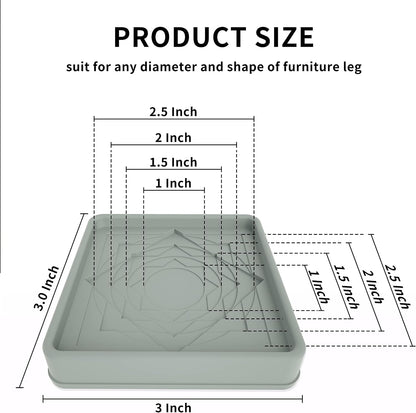 Furniture Coasters 4 Pcs 4” Furniture Caster Cups - Non Slip Furniture Pads Hardwoods Floors - Non Skid Grippers Rubber Furniture Feet Anti Slide Floor Protector for Bed Couch Stoppers Black