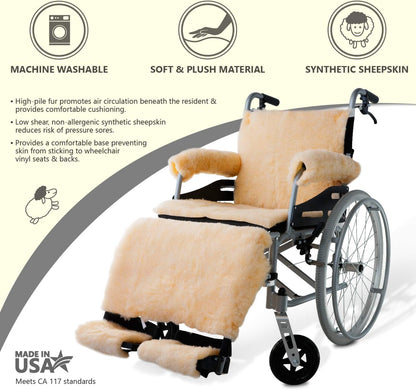 NYOrtho Faux Synthetic Sheepskin Wheelchair Armrest Cushion Pads