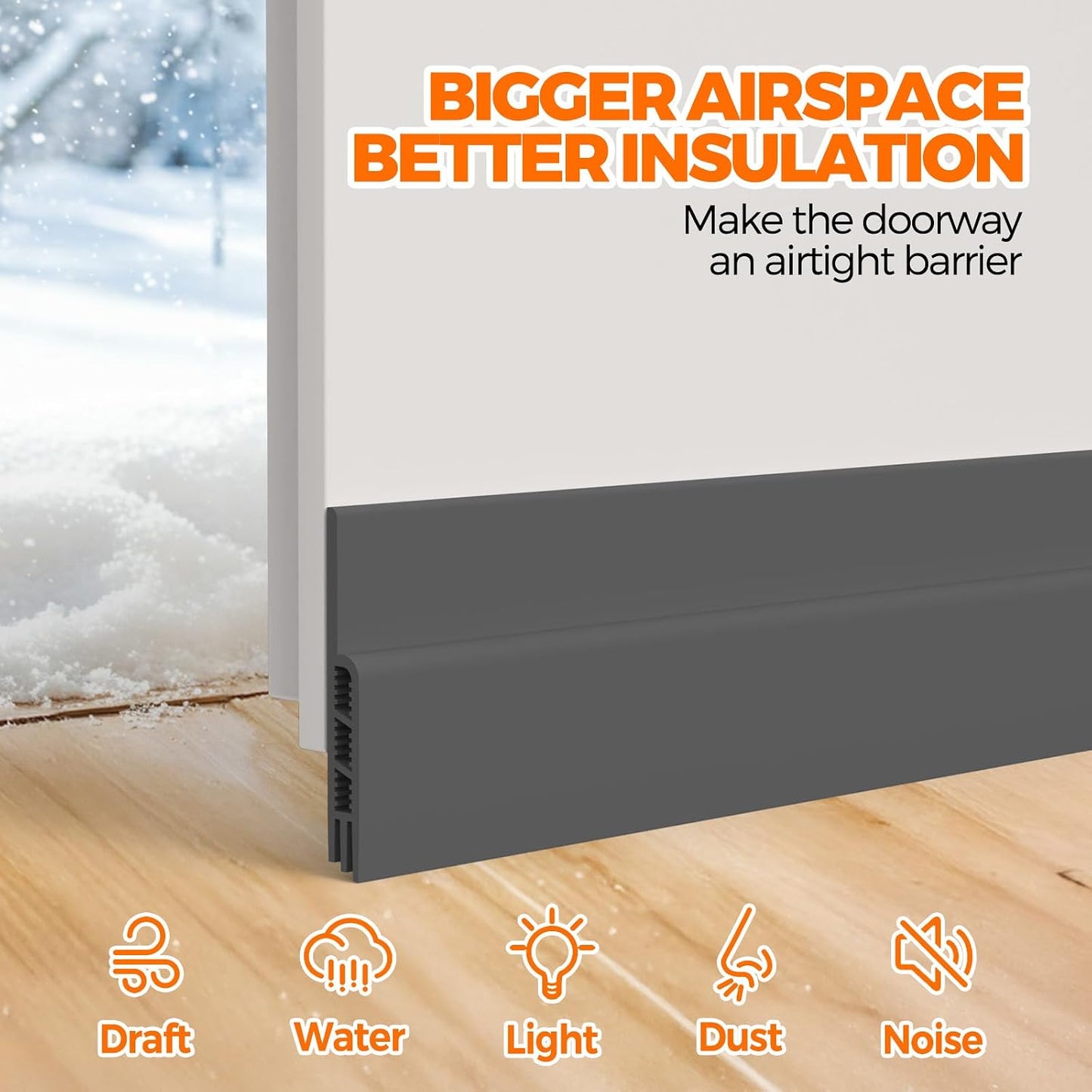 Holikme Door Draft Stopper 41inch Weather Stripping Door Seal Sweep | Under Door Draft Insulator Strong Adhesive Silicone Garage Window Strip Blocker Cold Air & Noise, Easy Install Save Energy