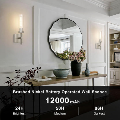 Wireless Wall Sconces with Remote Control, Battery Operated Wall Sconce Set of 2, Black & Gold Rechargeable Dimmable Wall Light for Bedroom Living room Bathroom Hallway Entryway Stairwell, 3000K