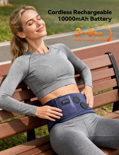 10000mAh Cordless Heating Pad for Back, Portable Lower Back Massager