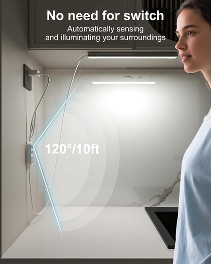 ASOKO Motion Sensor Dimmable Led Under Cabinet Light, 12" Cool White | ASOKO Motion Sensor Dimmable Led Under Cabinet Light, 12" Plug in Cool White 6000K Bar for Kitchen Counter Closet
