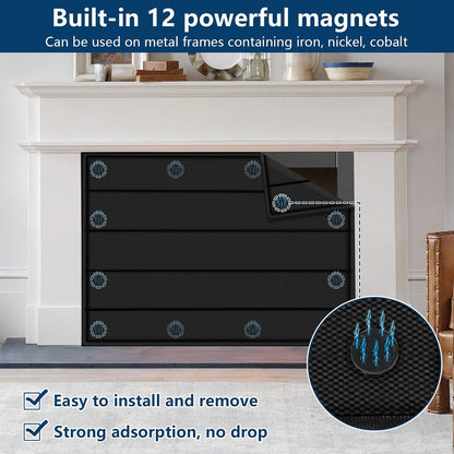 Magnetic Fireplace Cover 39"x32" Fireplace Draft Stopper Blocker Indoor | Fire Place Cover with Built-in 12 Strong Magnet for Iron Fireplace Frame Fireplace Screen