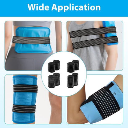 8Pcs Ice Pack Straps, 4 Sizes Elastic Hot Cold Therapy Strap | Adjustable Ice Pack Holder,Ice Belt Extender for Arm,Wrist,Elbow,Ankle Shoulder,Waist,Hip,Thigh,Calf, Hook and Loop Closure